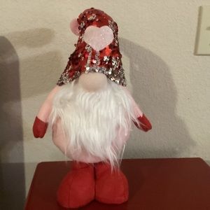 NWT Valentine gnome tabletop decor - 17” to top of cap.  Feet weighted to stand.